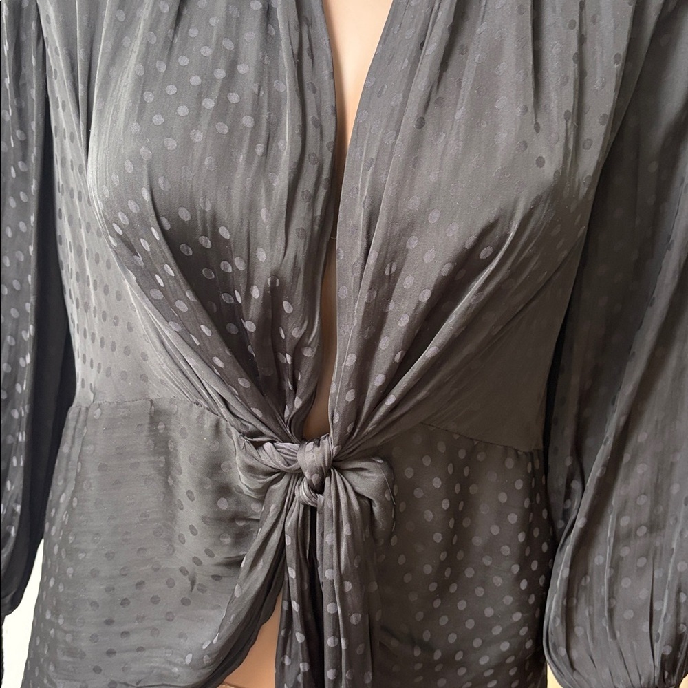 Current Air Black Tie-Front Sheer Blouse - Picture 8 of 11